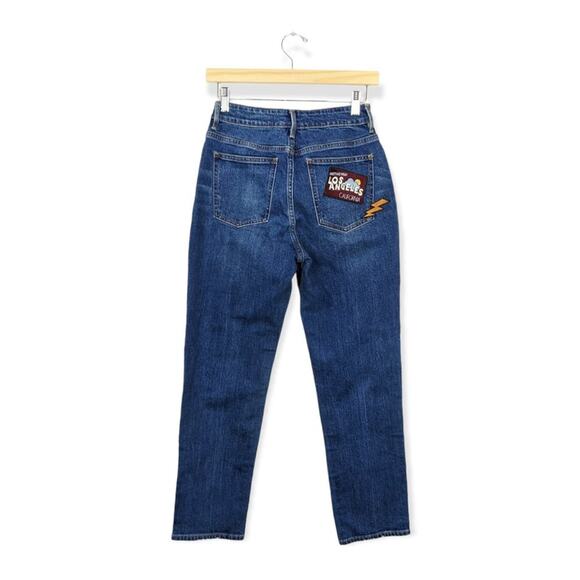 PacSun Punk Blue Los Angeles Patched High Rise Retro Fit Jeans Size 25 - Picture 2 of 11